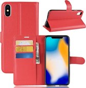Litchi Texture horizontale flip lederen tas voor iPhone XS Max 6.5 inch, met portemonnee en houder en kaartsleuven (rood)