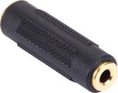 Vergulde 3,5 mm female jack naar 3,5 mm female jack audio-adapter (zwart)