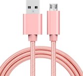 1m 3A geweven stijl metalen kop Micro USB naar USB Data / Charger Cable, voor Samsung / Huawei / Geschikt voor Xiaomi / Meizu / LG / HTC en andere smartphones (Rose Gold)