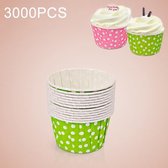 3000 STKS Dot patroon ronde laminering Cake Cup vormpjes Chocolade Cupcake Liner bakken Cup, grootte: 6,8 x 5 x 3,9 cm (groen)
