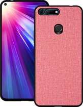 Schokbestendige doek textuur pc + tpu beschermhoes voor Huawei Honor View 20 (roze)