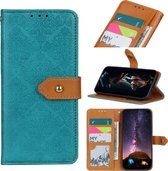 Voor vivo V20 Europese bloemen reliëf koperen gesp horizontale flip PU lederen tas met houder & kaartsleuven & portemonnee & fotolijst (blauw)