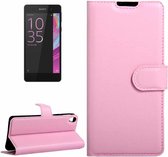 Voor Sony Xperia E5 Litchi Texture Horizontale Flip Leren Case met Magnetische Gesp & Houder & Kaartsleuven & Portemonnee (Roze)