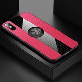 Voor iPhone X / XS XINLI Stikstof Textuur Schokbestendig TPU-beschermhoes met ringhouder (rood)