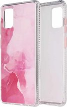 Voor Samsung Galaxy A71 gekleurd glazuur marmer TPU + pc beschermhoes (roze)