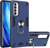 Voor OPPO Reno4 Pro Armor Series PC + TPU beschermhoes met ringhouder (koningsblauw)