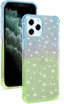 Voor iPhone 12 Pro Max Gradient Glitter Powder Shockproof TPU beschermhoes (blauwgroen)