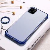 Voor iPhone 11 Pro Frosted Anti-slip TPU beschermhoes met metalen ring (blauw)