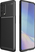 Voor OPPO Reno5 Pro 5G koolstofvezel textuur schokbestendig TPU-hoesje (zwart)