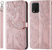 Voor Geschikt voor Xiaomi Mi 10 Lite 5G Life of Tree Embossing Pattern Horizontale flip lederen tas met houder & kaartsleuf & portemonnee & fotolijst & lanyard (rose goud)