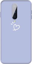 Voor OnePlus 8 Three Dots Love-heart Pattern Frosted TPU beschermhoes (lichtpaars)