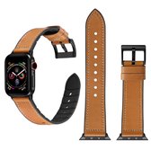 Effen kleur TPU + roestvrijstalen horlogeband voor Apple Watch Series 3 & 2 & 1 38 mm (bruin)