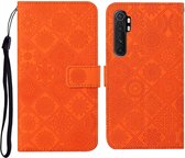 Voor Xiaomi Mi Note 10 Lite Etnische stijl Reliëfpatroon Horizontale flip lederen tas met houder & kaartsleuven & portemonnee & lanyard (oranje)