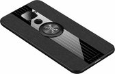 Voor Huawei nova 5i Pro XINLI stikdoek Textue schokbestendig TPU beschermhoes met ringhouder (zwart)