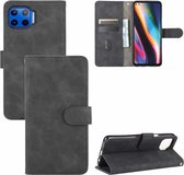 Voor Motorola One 5G / Moto G 5G Plus Effen Kleur Huidgevoel Magnetische Gesp Horizontale Flip Kalfsstructuur PU Leren Case met Houder & Kaartsleuven & Portemonnee (Zwart)