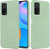 Voor Huawei P smart 2021 Pure Color Vloeibare siliconen schokbestendige hoes met volledige dekking (groen)