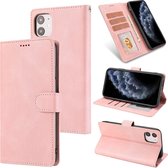 Fantasie Klassiek huidgevoel Kalfsleer Textuur Magnetische gesp Horizontale Flip PU lederen tas met houder & kaartsleuf & portemonnee voor iPhone 11 Pro (roségoud)