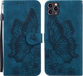 Retro Skin Feel Butterflies Embossing Horizontale lederen flip-hoes met houder & kaartsleuven en portemonnee voor iPhone 11 Pro (blauw)