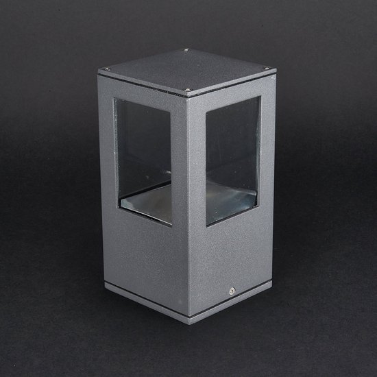 Lucande LED buitenlamp Nicola (modern) in Zwart uit aluminium, inclusief lichtbron - sokkellamp voor buiten