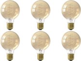 CALEX - LED Lamp 6 Pack - Globe - Filament G80 - E27 Fitting - Dimbaar - 4W - Warm Wit 2100K - Goud - BES LED