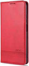 AZNS Xiaomi Redmi Note 9T Hoesje Book Case Kunst Leer Rood