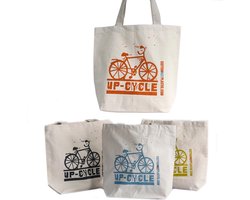 4 stuks schoudertas katoen - shoppingtas - Tote Bag - Draagtas met lang hengsel - Katoenen Tassen 4 stuks (4 ontwerpen) - Up Cycle - Eco - Bio - 'Cotton Not Plastic'