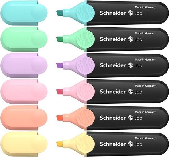 Schneider tekstmarker - Job pastel - assorti 6 stuks - beitelpunt - S-115097