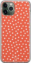 iPhone 11 Pro hoesje - Oranje stippen - Soft Case Telefoonhoesje - Gestipt - Oranje