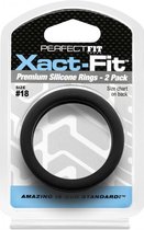 #18 Xact-Fit Cockring 2-Pack - Black - Cock Rings
