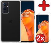 OnePlus 9 Hoesje Transparant Siliconen Case Met 2x Screenprotector - OnePlus 9 Hoes Silicone Cover Met 2x Screenprotector