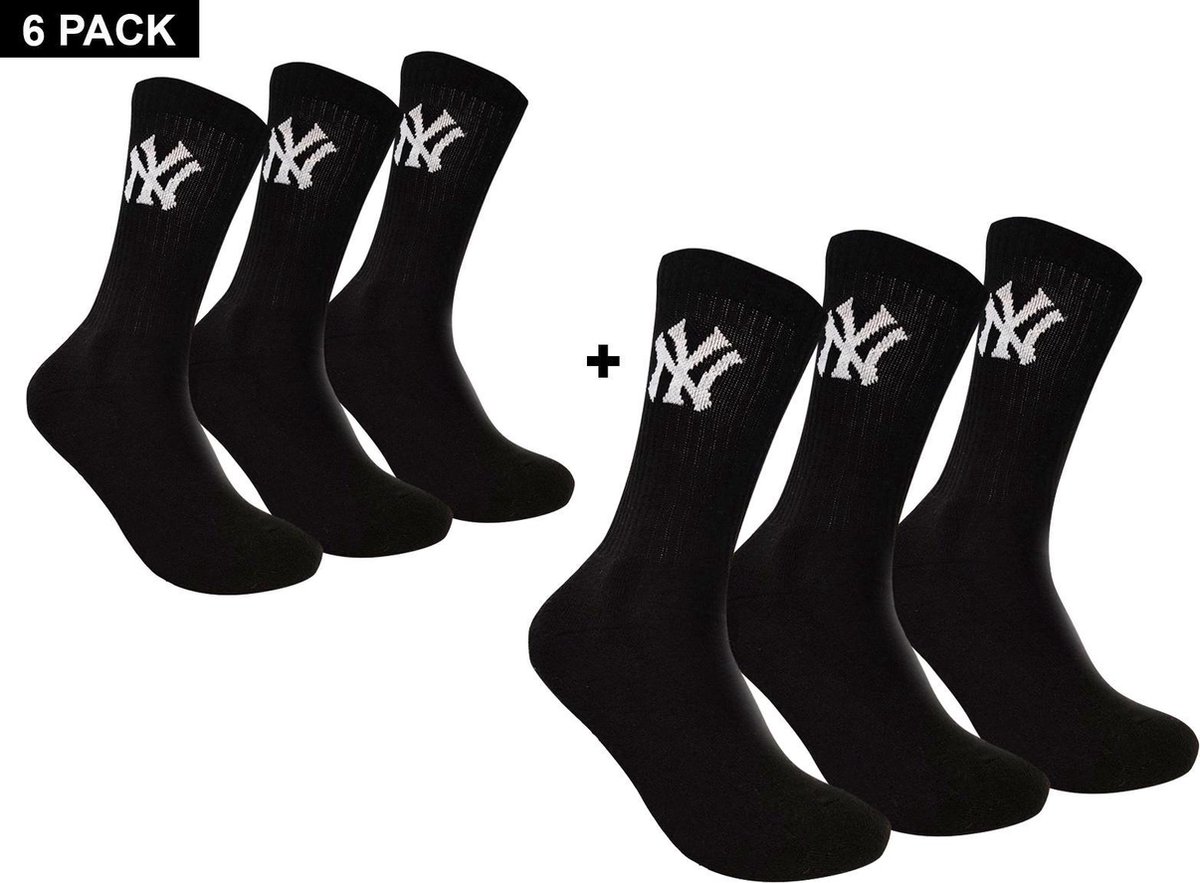 New York Yankees - 6-Pack Crew Socks - Sokken Bundel - 43 - 46 - Zwart