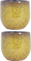 2x stuks bloempot goud geel flakes keramiek voor kamerplant H21 x D23 cm