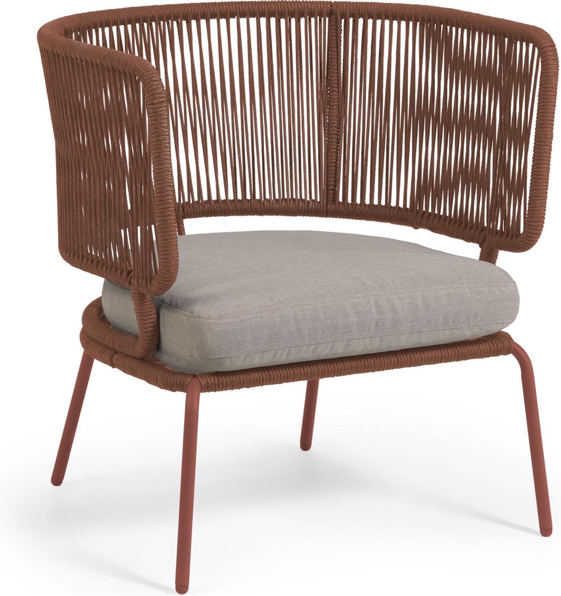 Kave Home - Nadin fauteuil in terracotta touw en gegalvaniseerde stalen