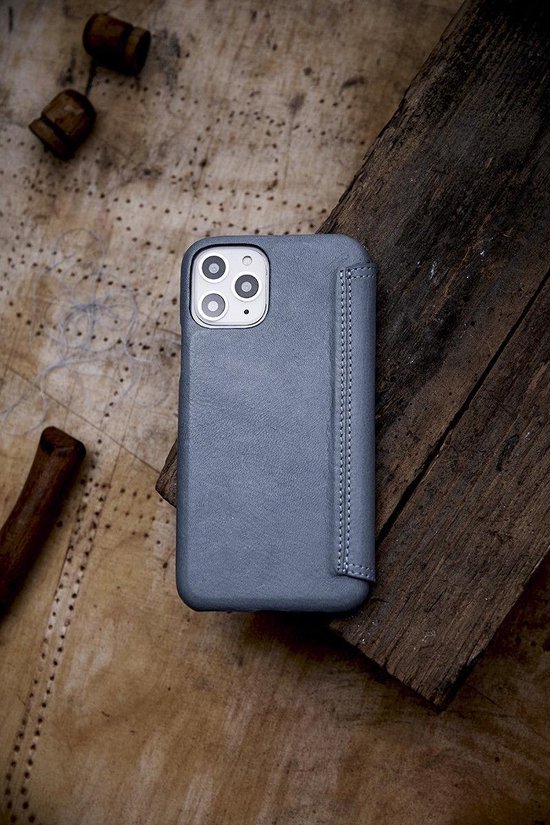 Minim Samsung Galaxy S20 Ultra Hoesje Echt Leer Book Case Blauw