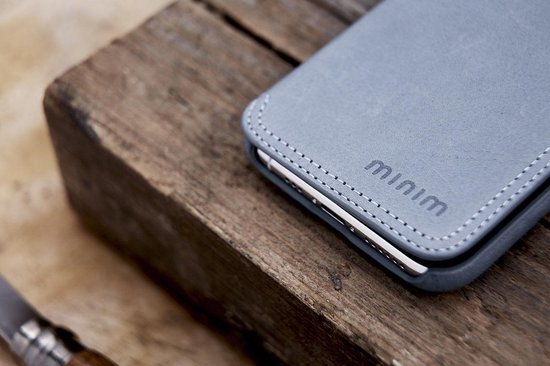 Minim Samsung Galaxy S20 Ultra Hoesje Echt Leer Book Case Blauw