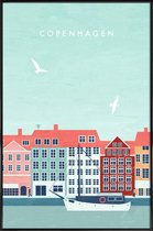 JUNIQE - Poster in kunststof lijst Kopenhagen - retro -20x30