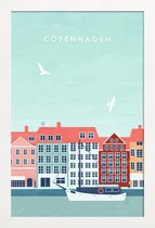 JUNIQE - Poster in houten lijst Kopenhagen - retro -60x90 /Kleurrijk