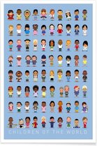 JUNIQE - Poster Vintage kinderen van de wereld -20x30 /Kleurrijk