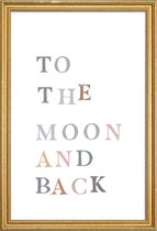 JUNIQE - Poster in houten lijst To The Moon and Back -20x30 /Kleurrijk