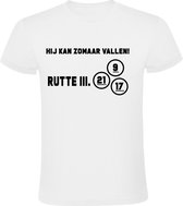 Rutte 3 vallen Heren t-shirt | lotto | wilders | pvv | baudet | groen links | pvda | Wit