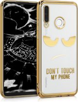 kwmobile hoesje voor Huawei P30 Lite - backcover voor smartphone - Don't Touch My Phone design - goud / goud / transparant