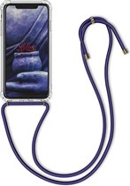 kwmobile telefoonhoesje geschikt voor Apple iPhone XR - Hoesje met telefoonkoord - Back cover in blauw / transparant