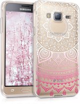 kwmobile telefoonhoesje voor Samsung Galaxy J3 (2016) DUOS - Hoesje voor smartphone in roze / wit / transparant - Indian Sun design
