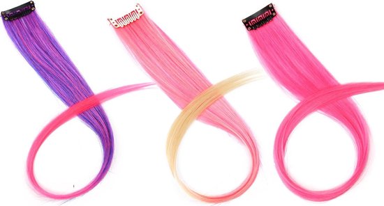 Levering Coöperatie Verknald Clip in hair extensions - set Very Pink - nep haar kinderen - plukje haar  kind -... | bol.com