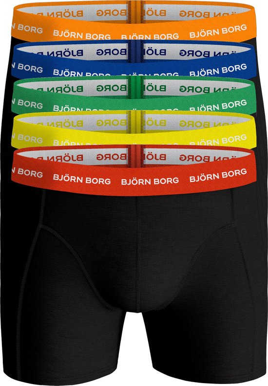 Björn Borg boxershorts Essential (6-pack) - zwart met gekleurde tailleband  - Maat: L | bol.com