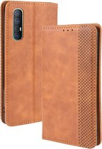 Voor OPPO Reno 3 Pro Magnetische gesp Retro Crazy Horse Texture Horizontale flip lederen tas met houder & kaartsleuven & fotolijst (bruin)