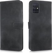 Voor Galaxy A51 Diaobaolee Pure Fresh Grain horizontale flip lederen tas met houder en kaartsleuven (zwart)
