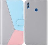 Voor Huawei Honor 8X Tricolor stiksels Horizontaal Flip TPU + PU lederen tas met houder & kaartsleuven & portemonnee (grijs)