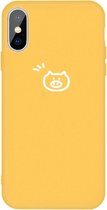 Voor iphone xs / x klein varken patroon kleurrijke frosted tpu telefoon beschermhoes (geel)