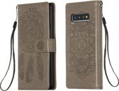 Voor Galaxy S10 Dream Catcher afdrukken Horizontale flip lederen tas met houder & kaartsleuven & portemonnee & lanyard (grijs)